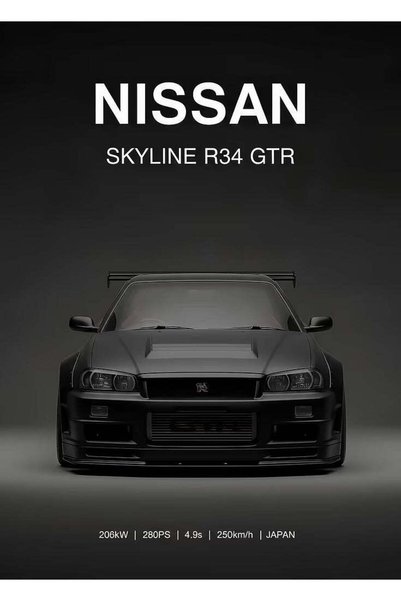 BLANKD Black Nissan Skyline Car Metal Poster - Magnetic Wall Art Print
