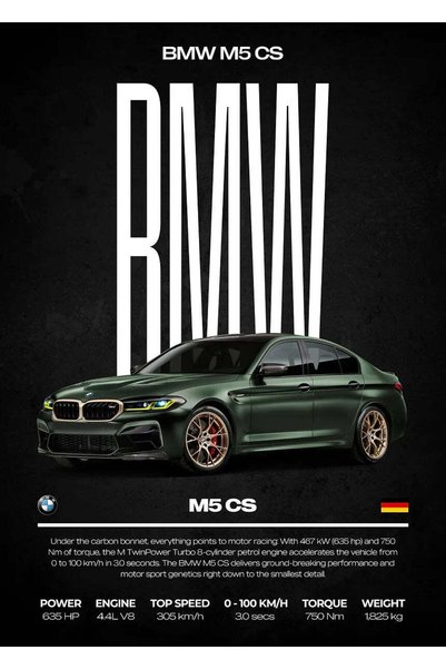 BLANKD BMW M5 CS Car Metal Poster - Magnetic Wall Art Print