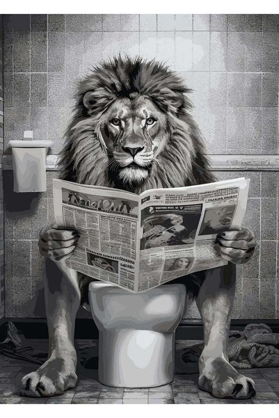 BLANKD Lion Toilet Funny Bathroom Metal Poster - Magnetic Wall Art Print