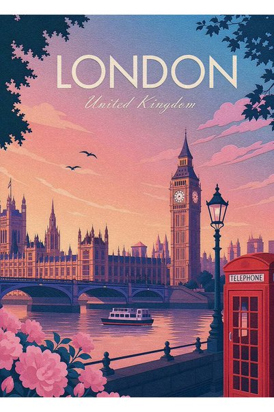 BLANKD Vintage London Travel Metal Poster - Magnetic Wall Art Print