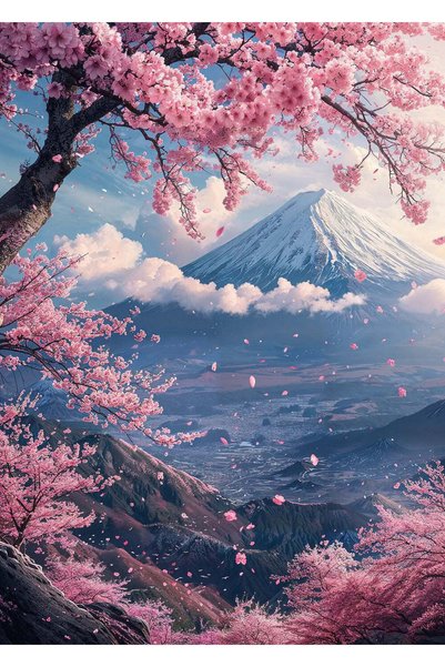 BLANKD Mount Fuji Sakura Travel Metal Poster - Magnetic Wall Art Print