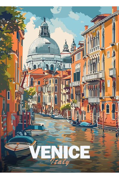 BLANKD Venice Canal Scene Travel Metal Poster - Magnetic Wall Art Print