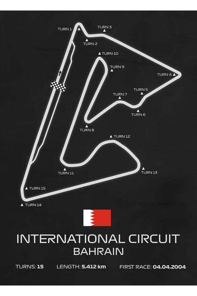 BLANKD F1 Track Bahrain Racing Metal Poster - Magnetic Wall Art Print