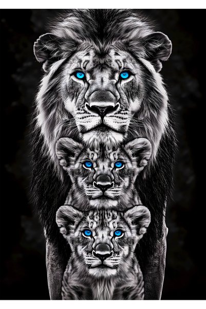 BLANKD Black and White Lion Pop Art Metal Poster - Magnetic Wall Art Print