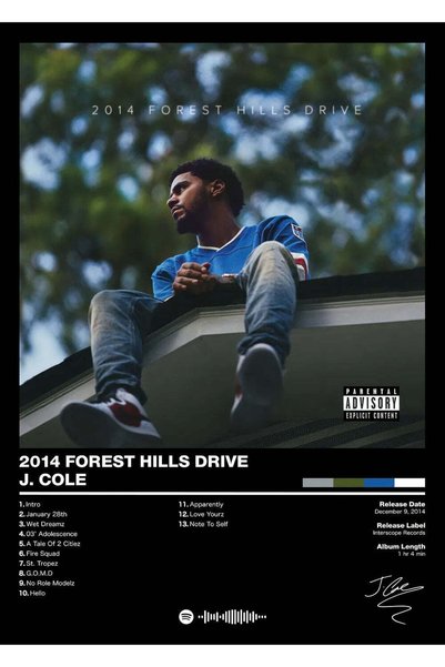 BLANKD J. Cole Forest Hills Drive Hip Hop Metal Poster - Magnetic Wall Art Print