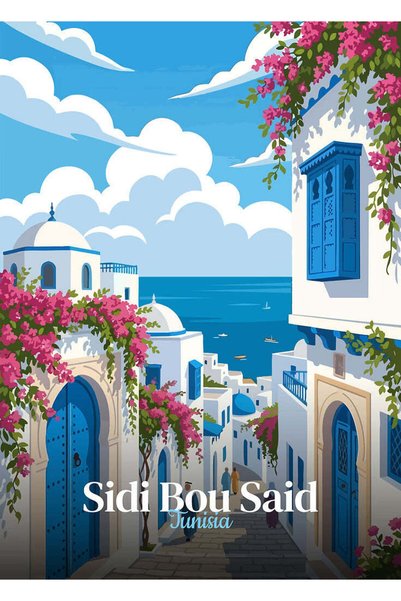 BLANKD Sidi Bou Said Tunisia Travel Metal Poster - Magnetic Wall Art Print