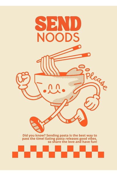 BLANKD Send Noods Funny Ramen Bowl Metal Poster - Magnetic Wall Art Print