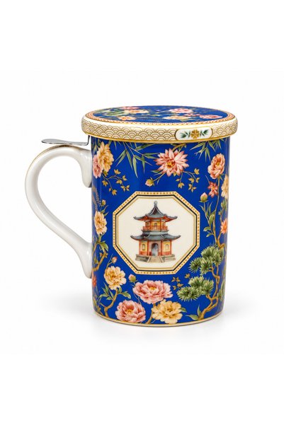 Easy Life Collection's Metal demlikli ve kapaklı porselen kupa - 350 ml