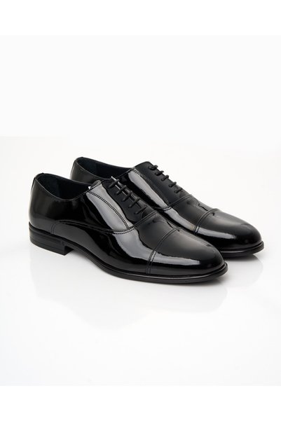 TerziAdemAltun Italian Style Patent Leather Lace-Up Men's Shoes Black T15293-01