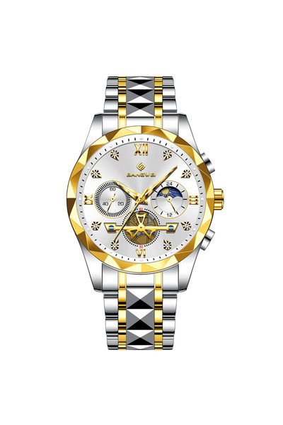 Bluejw LIGE BW8859 Customize Blue Rugged Men Watch Chronograph Two Tone Stain...