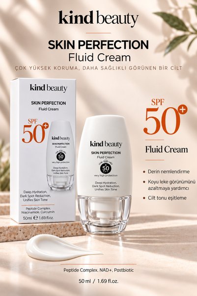 Kind Beauty Skin Perfection Fluid Nemlendirici Yüz Kremi Niasinamid & Hyalüronik Asit & Peptit SPF 50+