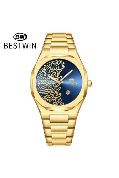 Bluejw ساعة رجالية جديدة من BESTWIN بتصميم عصري بنقش رخامي، شاشة بسيطة، سوار ...