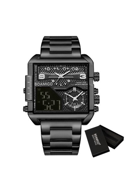Bluejw BOAMIGO Top Brand Men's F941 Quartz Watch Large Square Dial 42mm Alloy...