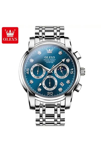 Bluejw ساعة رجالية أنيقة OLEVS 2889 عالية الجودة، ساعة كوارتز للرجال مع تقويم...