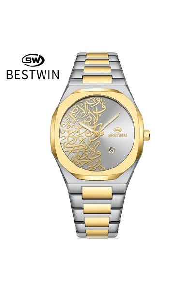 Bluejw ساعة رجالية جديدة من BESTWIN بتصميم عصري بنقش رخامي، شاشة بسيطة، سوار ...