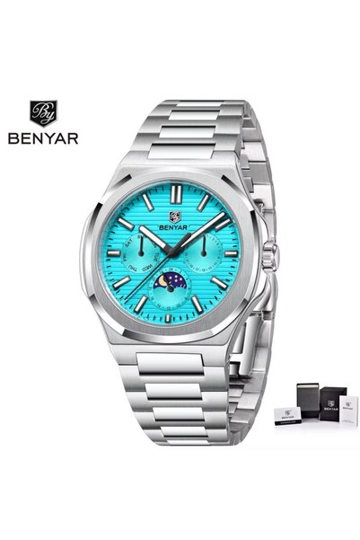 Bluejw Benyar BY-5226M Men's Stainless Steel Quartz Wrist Watch Water Resista...