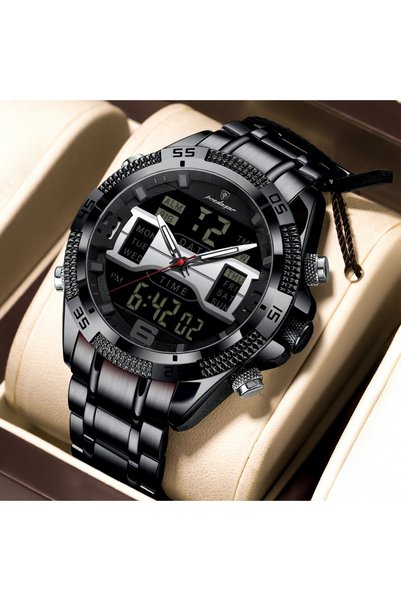 Bluejw Fashionable and Popular Men's Trendy Watch Multifunctional Timing Code...