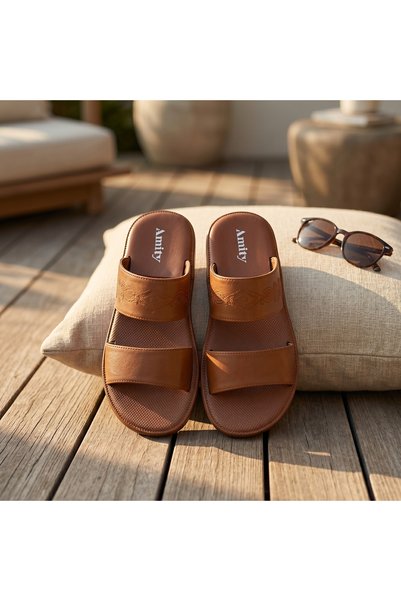 Najd Trend Mall Saudi Made Men's Slides Big Toe Loop Matte Grain Pliable Buck...