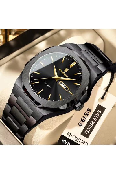Bluejw POEDAGAR 825 Men Waterproof Minimalist Quartz Watches With Gold Band L...