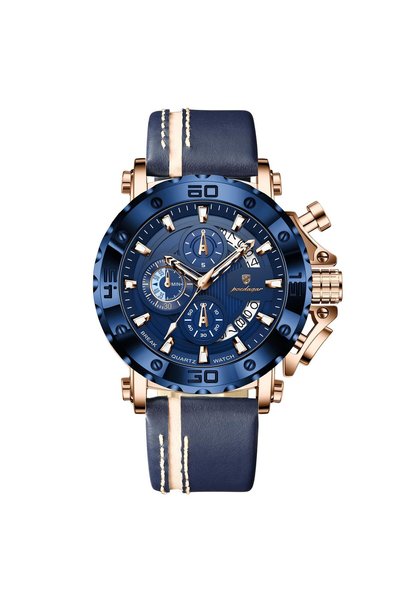 Bluejw POEDAGAR 892 Luxury Men's Watch Blue Dial Leather Band Wrist Watches F...