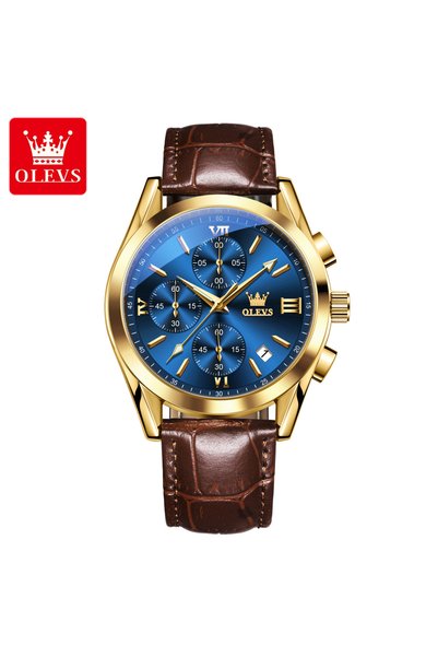 Bluejw ساعة OLEVS 2872 رجالية فاخرة رياضية مقاومة للماء، كوارتز، كرونوغراف مت...