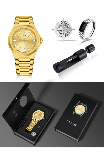 Bluejw TOMI T301 Fashion Business Men's Quartz Watch Simple Zinc Alloy Strap ...