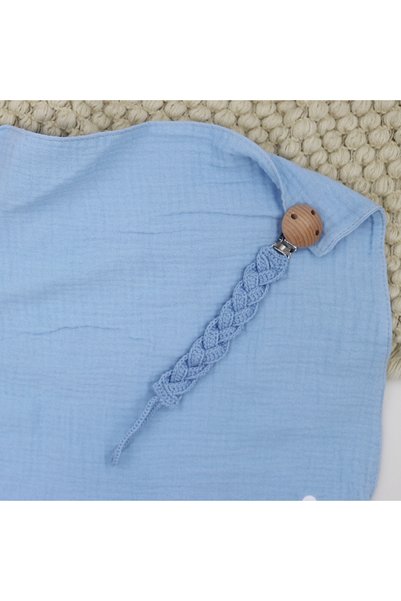 Choice BLUE Macrame Pacifier Clip Stylish Cotton Rope Braided Hemp Baby Beech...