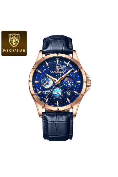 Bluejw POEDAGAR 916 Men's Watch New Design Starry Sky Blue Dial Luxury Quartz...