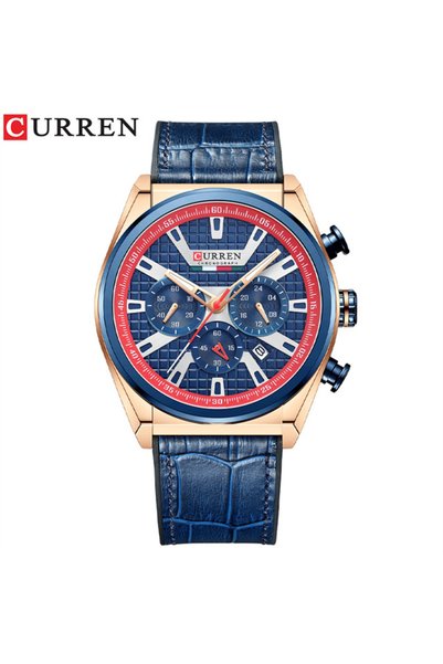 Bluejw ساعات يد رجالية من CURREN بتصميم جديد، ساعات كوارتز كلاسيكية رياضية بم...
