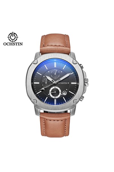 Bluejw 2026 Men's Stainless Steel Leather Waterproof Quartz Watch Luminous Po...