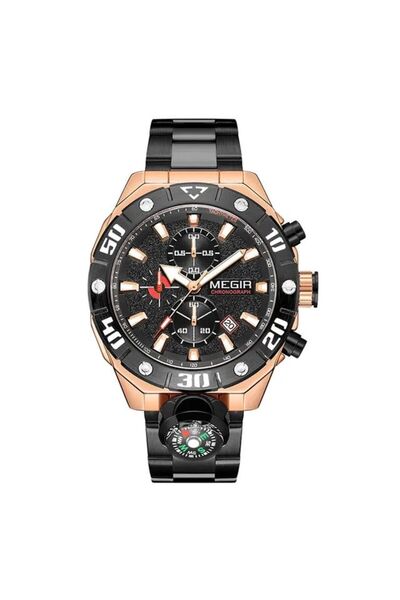 Bluejw Men's Quartz Chronograph Watch Stainless Steel Band with Compass Water...