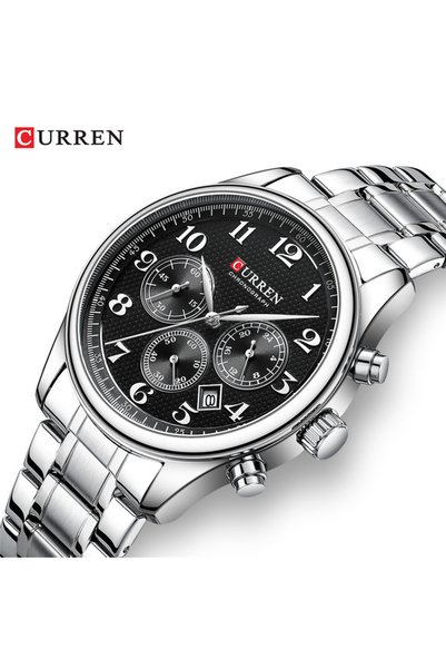 Bluejw ساعة يد رجالية فاخرة CURREN 8466 من الفولاذ المقاوم للصدأ، كرونوغراف ب...