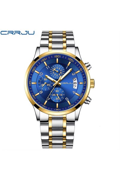 Bluejw CRRJU 2214 Quartz Watches for Men Luxury Waterproof Luminous Stainless...