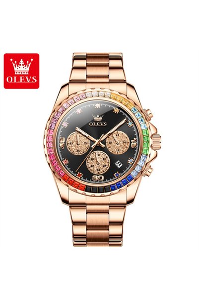 Bluejw OLEVS 2939 Multifunctional Men's Watch Top Brand Colorful Diamond Wate...