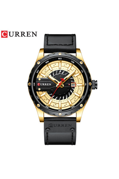 Bluejw ساعة CURREN 8374 للرجال، هدية أنيقة، ساعة يد رجالية عصرية من الجلد بحر...