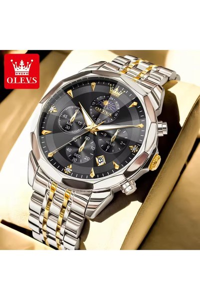 Bluejw ساعة OLEVS 3673 للرجال، ساعة كوارتز عملية متعددة الوظائف مع كرونوغراف،...
