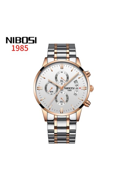 Bluejw NIBOSI 2309 Men's Quartz Watches Stainless Steel Strap Waterproof Chro...