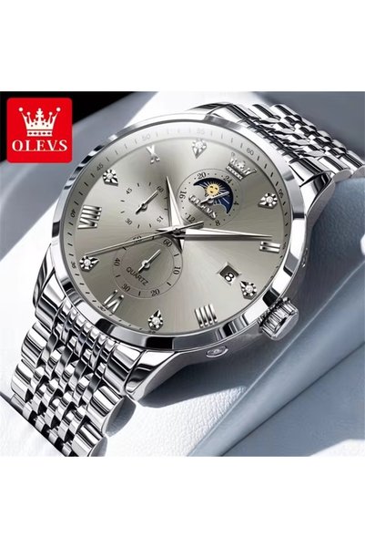 Bluejw ساعة OLEVS الرجالية الفاخرة للأعمال، ساعة كوارتز أنيقة للرجال بقرص رما...