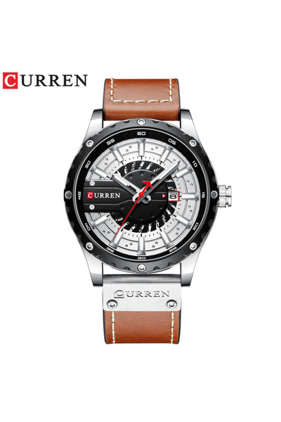 Bluejw ساعة CURREN 8374 للرجال، هدية أنيقة، ساعة يد رجالية عصرية بحزام جلدي، ...