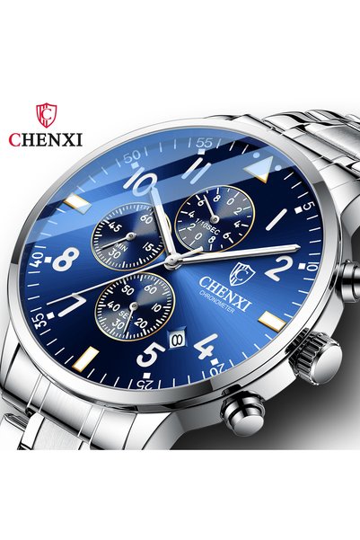 Bluejw ساعة كوارتز رجالية من CHENXI بشاشة كبيرة، ساعة رياضية متعددة الوظائف، ...