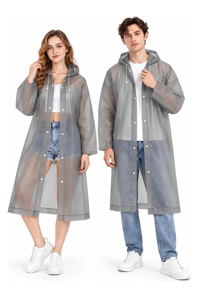 Coverzone Unisex Hooded Long Raincoat Water-Resistant Lightweight Foldable Ev...