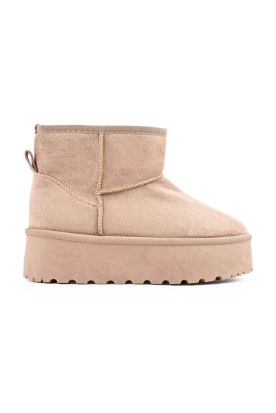 Tmall Γυναικείες μπότες, τύπου Ugg, δερμάτινες, με επένδυση γούνας, CD1041, χακί