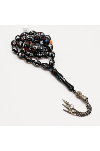Generic Brand Coconut Shell Rosary Prayer Beads with Coral Accents – 33 Beads, 9–13mm Oval Tasbih, 31g