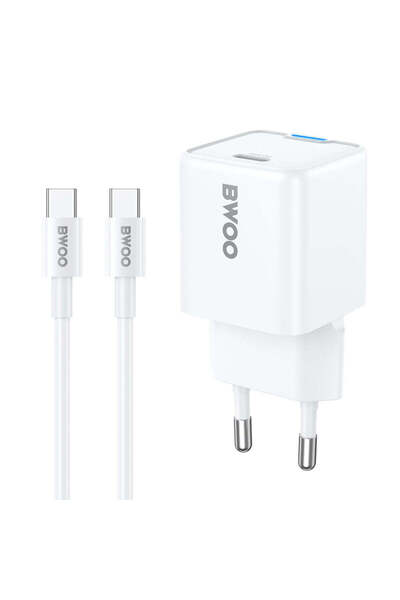 Bwoo Cablu GaN PD 30W Încărcător cu priză C-C, 1x Port USB-C cu 60W, USB-C 2A...