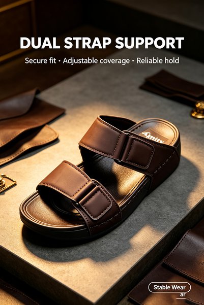 Khatwat Rijal Saudi Made Men's Slides Double Row Flex Base Padded Strap Heel ...
