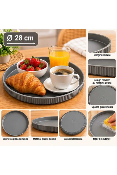 Generic Brand Tavă Rotundă de Servire din Plastic Crofton – 28 cm