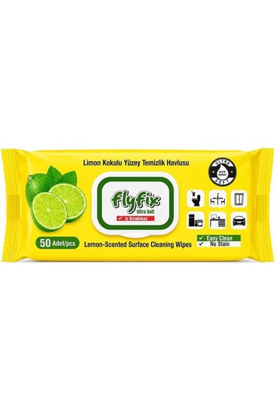 Flyfix مناديل تنظيف السطح بالليمون 50 قطعة