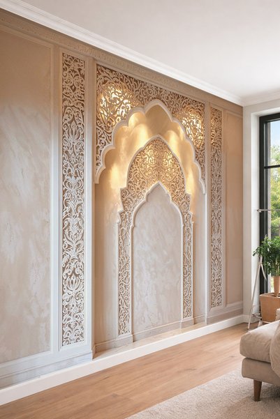dreamwall Aydınlatmalı Kemerli Niş Görünümlü , Oymalı Ajur Motifleri ve Klasi...