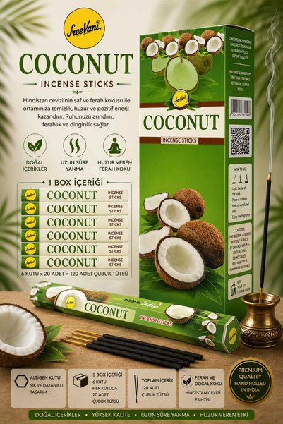 XTRIKE ME Coconut Çubuk Tütsü – Hindistan Cevizi Kokulu 20 Adet Tatlı, yumuşak, tropikal ve ferah