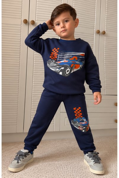 Dimoi Kids Boys' 3-Thread Ribbed Winter Tracksuit Set: 2-Piece Printed Sweats...